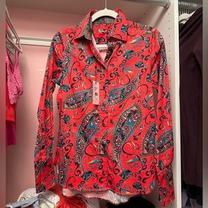 NWT Robert Graham Designer Women’s Red Priscilla Shirt XS
